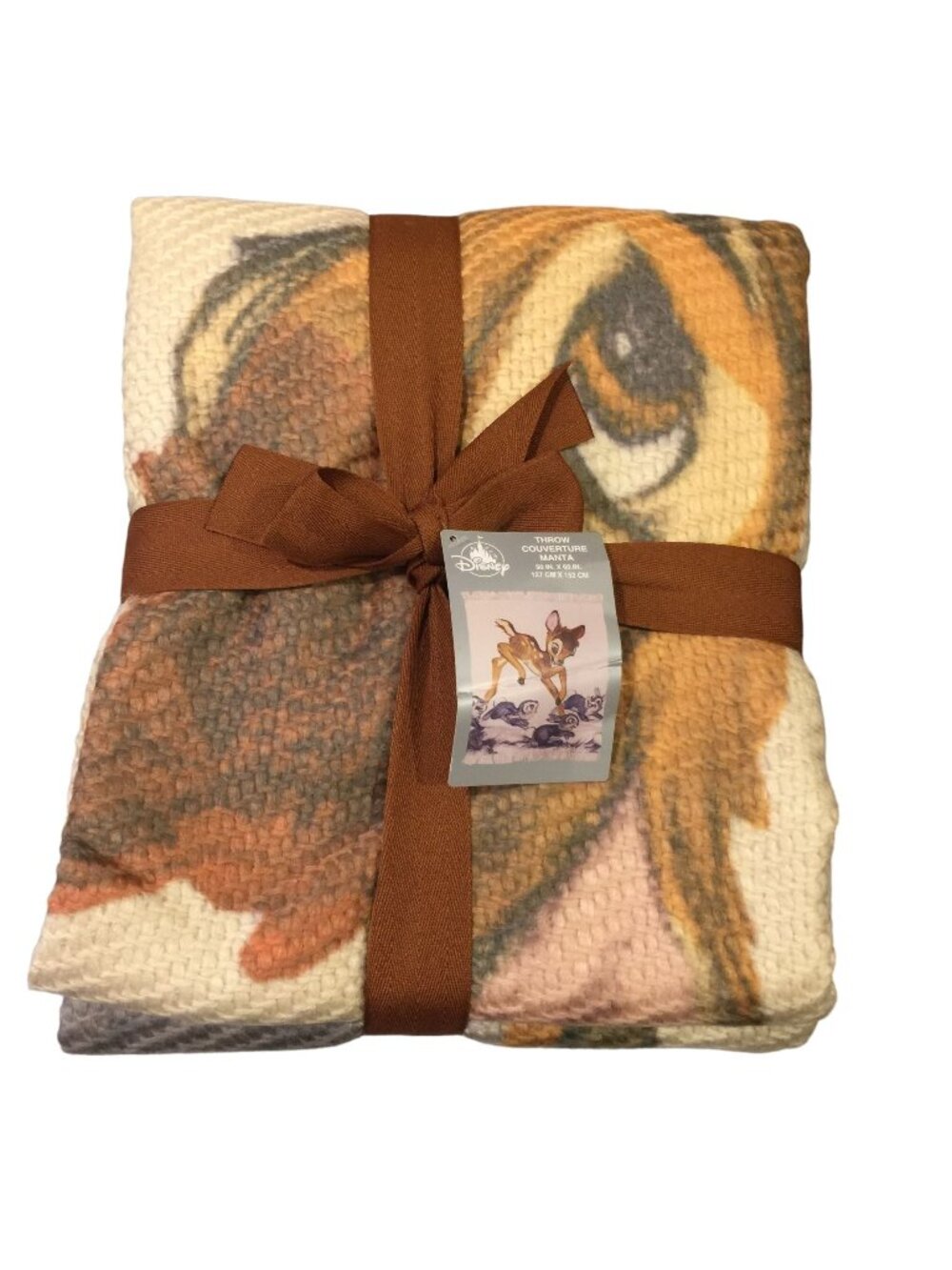 DISNEY PARKS BAMBI Knit Throw 50" x 60" 100% Acrylic Tan Cream
